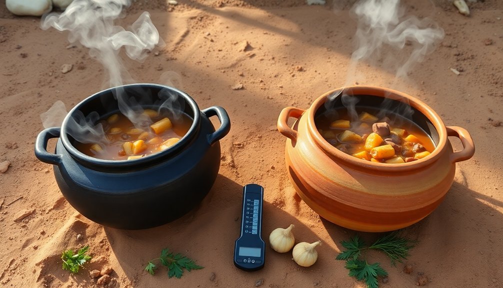 dark pots absorb heat