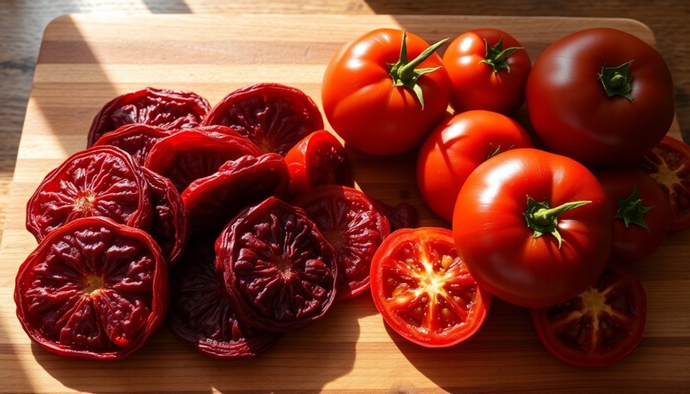 fresh tomatoes transformed sun dried