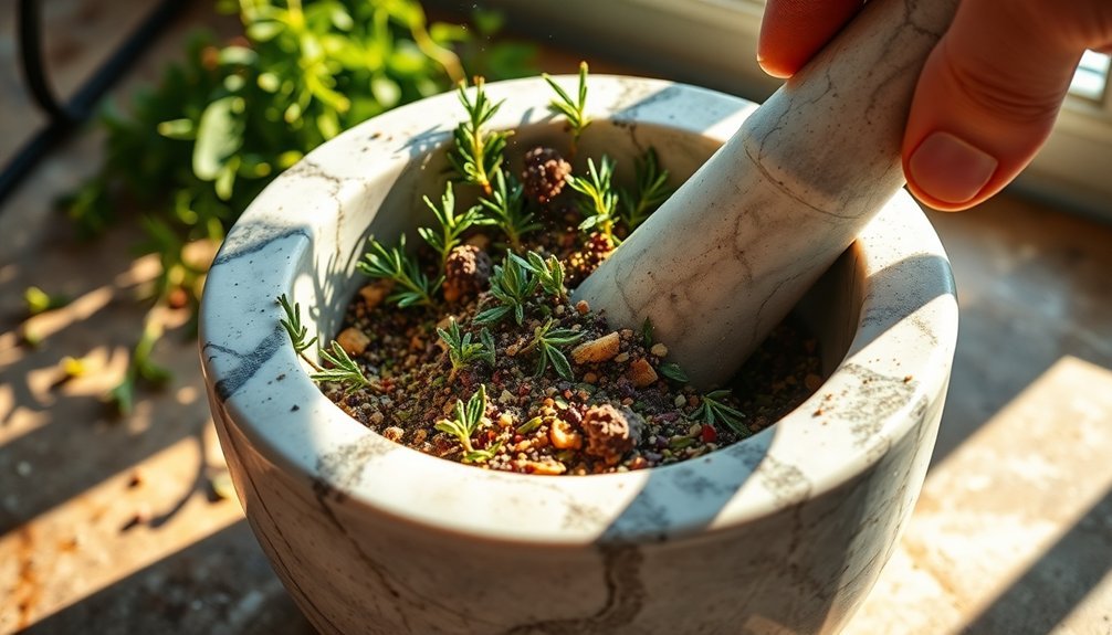 grinding and blending ingredients