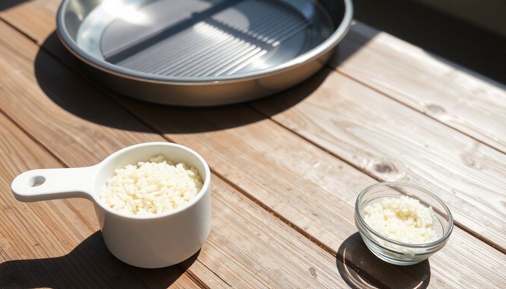measuring rice for cooking
