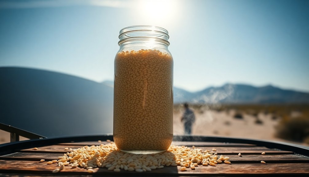 outdoor solar brown rice cooking