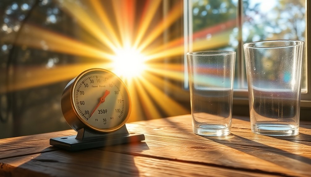 oven temperature to sunlight