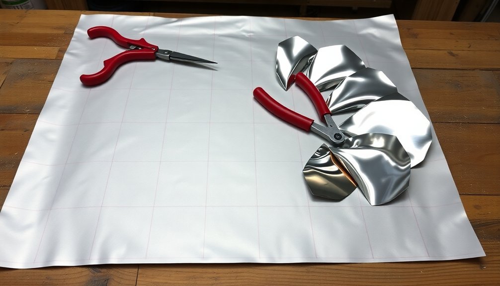 segmenting reflective material pieces