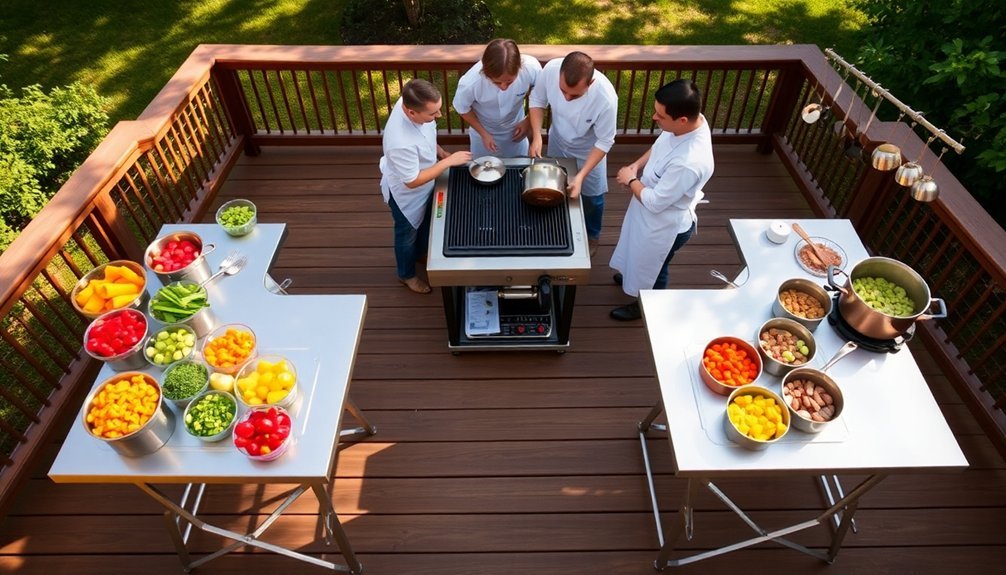 set up cooking stations