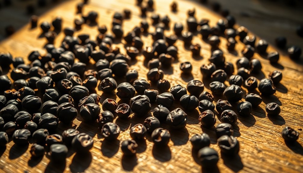 sun dried black peppercorns