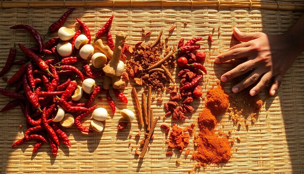 sun drying fresh ingredients