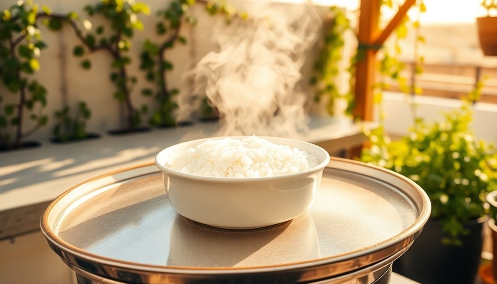 sun powered outdoor rice cooking