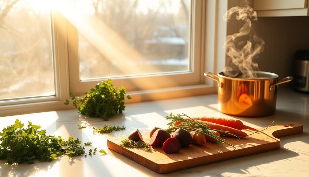sunlit kitchen meal prep