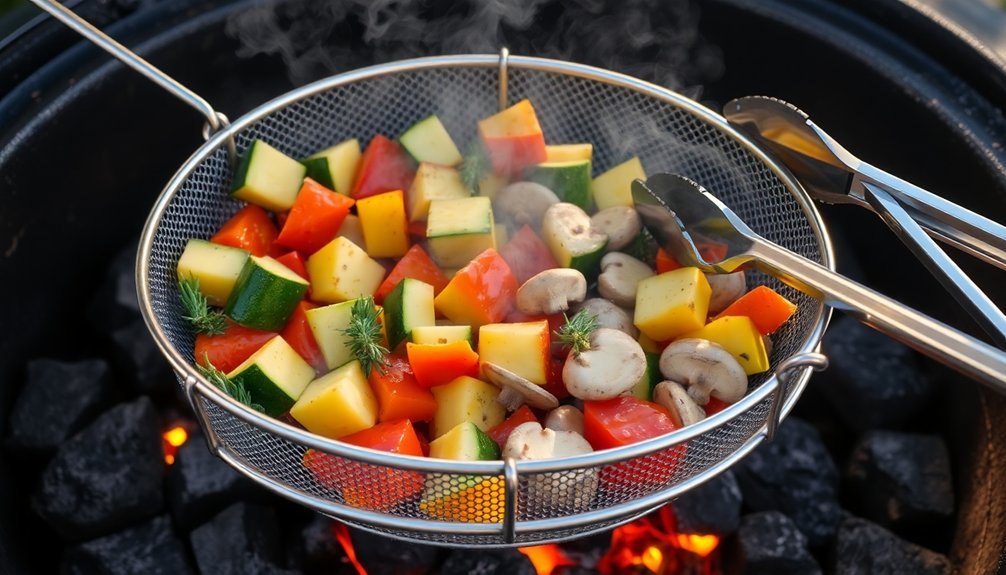 vegetable roasting in basket